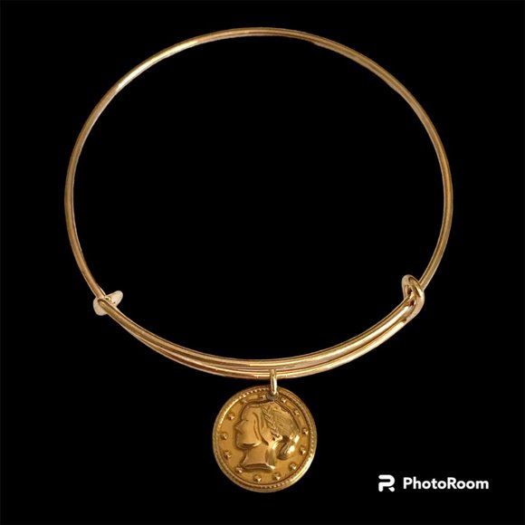 Vintage French Italian Coin Charm Bracelet Gold Plated Wire France Italy Lady - Picture 3 of 9